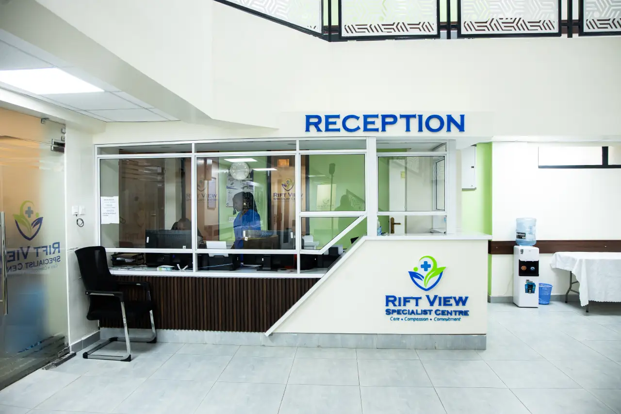 Warm and welcoming reception and registration area at Rift View Specialist Center